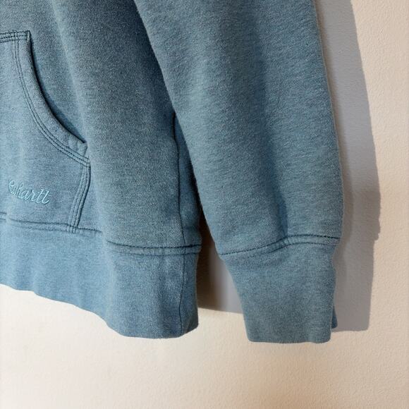 Carhartt Blue 1/4 Zip Hooded Sweatshirt Pullover Hoodie Youth Girl Large 12-14 - Picture 8 of 15